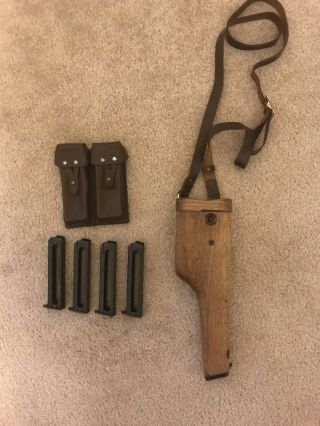 Russian Stechkin Pistol Aps Holster Wooden,  Carrying Sling,  Magazines