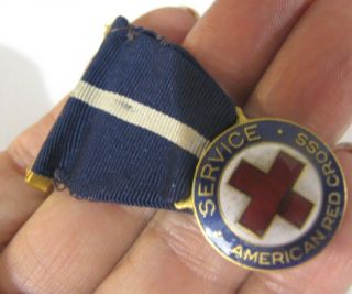 Tiffany & Co N.  Y.  Bronze Enamel Service American Red Cross Medal Pin Ribbon 2 "