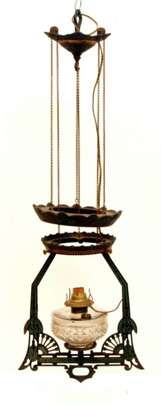 Victorian Cast Iron Hanging Lamp Paint