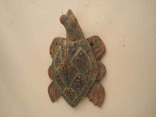 Rustic Very Primitive Antique Hand Carved Turtle Table Or Wall Decor /