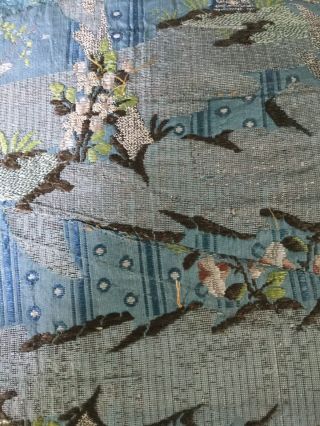 Early 18 Th Century Silk Brocade Fragment With Woven Sailing Ship.  Rare 3