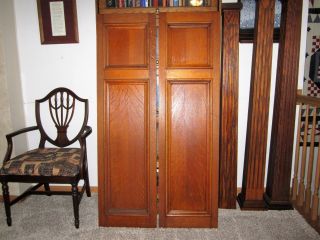 Pair Huge Tiger Oak Library Architectural Panels Victorian Gothic Church Doors?
