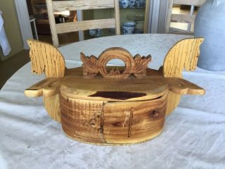 14 Inches Long Old Norwegian Tine Bentwood Box Norway Dated 2000 Signed