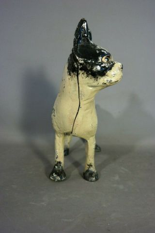 RARE Antique LEFT FACING Old HUBLEY Dog CAST IRON BOSTON TERRIER Statue DOORSTOP 4