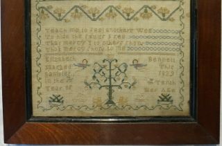 EARLY/MID 19TH CENTURY MOTIF & VERSE SAMPLER BY ELIZABETH BENNETT AGED 10 - 1839 3