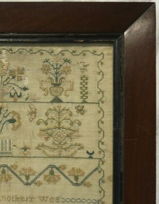 EARLY/MID 19TH CENTURY MOTIF & VERSE SAMPLER BY ELIZABETH BENNETT AGED 10 - 1839 5