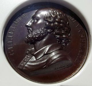 1818 Medal,  Guilemus William Shakespeare By Barre,  Ms66 Ngc,  Series Numismatica
