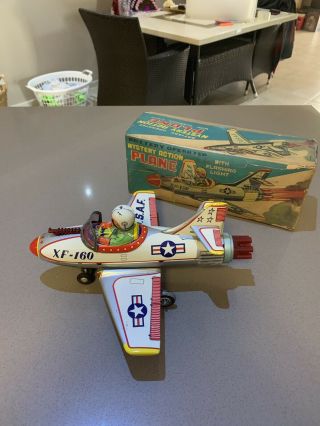 1950’s Tn Showa Nomura Xf - 160 Mystery Action Plane Tin Toy Japan Battery Operate