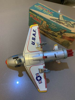 1950’s TN Showa Nomura XF - 160 Mystery Action Plane Tin Toy Japan Battery Operate 7