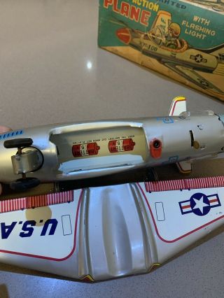 1950’s TN Showa Nomura XF - 160 Mystery Action Plane Tin Toy Japan Battery Operate 8