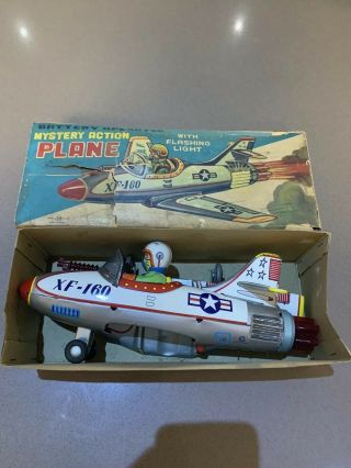 1950’s TN Showa Nomura XF - 160 Mystery Action Plane Tin Toy Japan Battery Operate 9