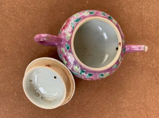 Antique Straits Chinese Nyonyaware Pink Floral Teapot 4