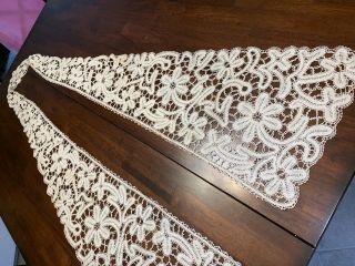 Antique Brussels Bobbin Lace Wedding Shawl Perfect Collectable Hand Made Lace