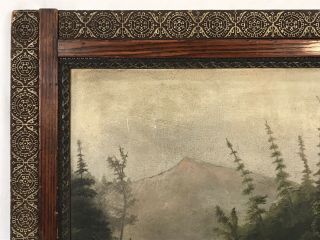Antique Late 19th C Oil On Board Lake Mountain Scene Framed 16 x 20 Opening 2