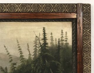 Antique Late 19th C Oil On Board Lake Mountain Scene Framed 16 x 20 Opening 3