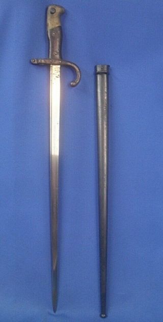 Ww1 French Army Gras Rifle Sword Bayonet W/ Scabbard & Matching Low Numbers 7526