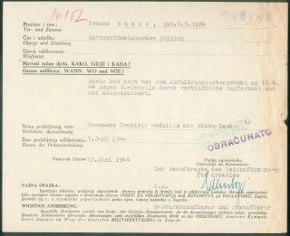 German Wwii 1944 1945 Elite Croatia Ndh Zvonimir Medal Document