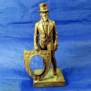 Antique Wwi Bronze Tone Uncle Sam Statue Figurine " He Served Me Well " Memorial