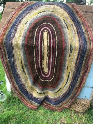 Antique Braided Rag Rug Set Primitive Heavy Early Example Apprx 62x86 And 33x33