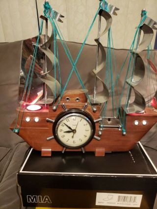 Vintage United Mohogany Ship Clock 1950’s Art Deco Antique Mid Century