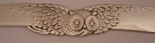 GORGEOUS DOMINICK & HAFF STERLING AESTHETIC FIGURAL OWL LETTER OPENER C.  1885 2