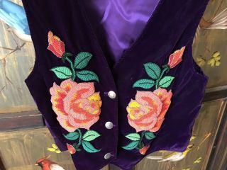Vintage Custom Made Navajo Applique Beadwork Velvet Vest And Skirt 2