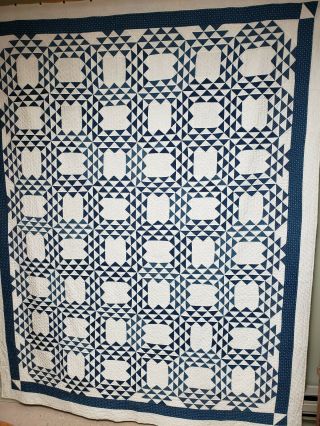 Absolutely Magnificent Antique Blue And White Quilt,  Exceptional - A,