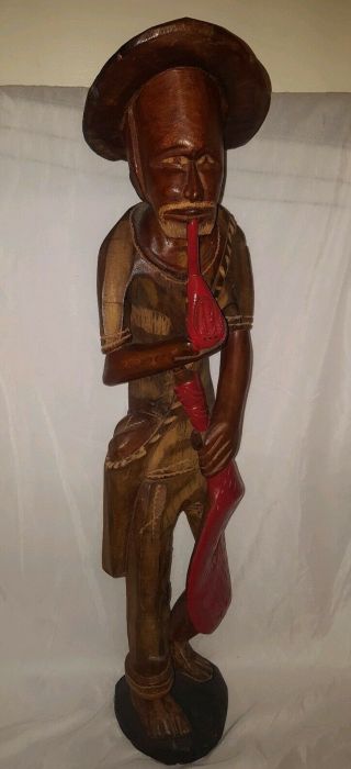 African Man Figure Wooden Carved African Tribal Art Wood Carved Figurine