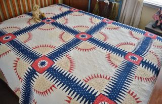 Antique 1850s Hand Stitched American York Beauty Quilt Aafa
