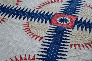 Antique 1850s Hand Stitched American York Beauty Quilt AAFA 3