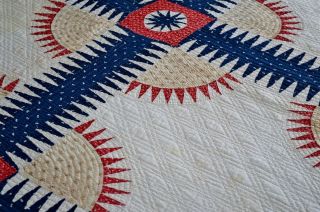 Antique 1850s Hand Stitched American York Beauty Quilt AAFA 4