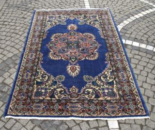 Antique Handknotted Blue Persian Carpet 48 X 76 Inc Oriental Wool Area Rug Tapis
