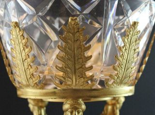 Vintage French Empire Style Gilt Bronze Patina Cut Crystal Figural Center Bowl 7