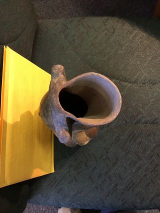 Ancient Mayan or Aztec Large Warrior Pottery Vase Bottle 3