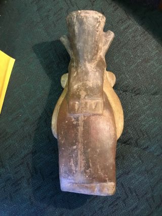 Ancient Mayan or Aztec Large Warrior Pottery Vase Bottle 5
