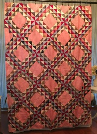 Antique " Ocean Waves " Quilt Top,  62 X 82 Inches,