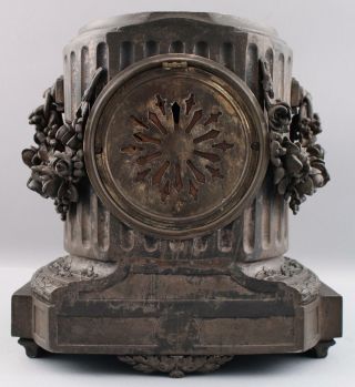 19thC Antique Victorian ANSONIA Spelter Mantle Clock w/ Figural Open Escapement 11