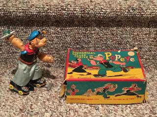 Vintage 1960’s Rare Popeye Skater - Mib - Boxed Made By Linemar / Marx