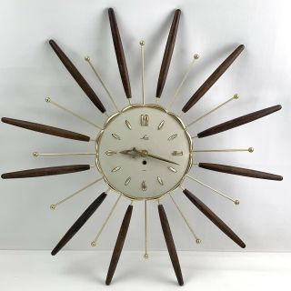 Vtg Lux Wall Clock Robert Shaw 1963 Mid Century Modern Starburst Mcm Flower 26”