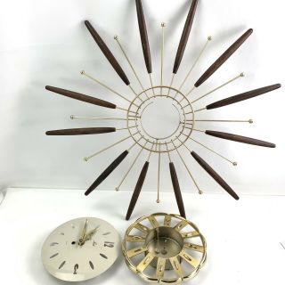 Vtg Lux Wall Clock Robert Shaw 1963 Mid Century Modern Starburst MCM Flower 26” 7