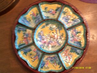 Antique Chinese Enamel Nine Piece Set Sweet Meat Tray 6