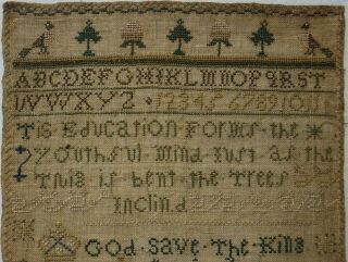 SMALL EARLY 19TH CENTURY EDUCATION & MOTIF SAMPLER BY ANN HOWARD AGED 10 - 1802 2