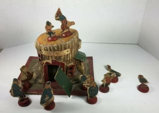 c.  1920/30 ' s Uncle Wiggily ' s Wiggly Hollow Stump Bungalow Toy Playset RARE 10