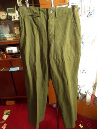 1951 Vtg 50s Korean War Serge Nylon Field Trousers Pants Wool Og - 108 29x28 Small