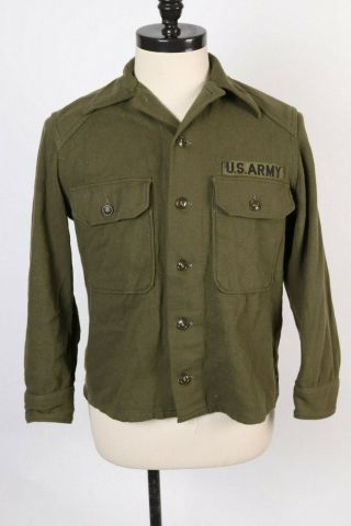 Vintage 50s US ARMY OG - 108 Wool Uniform Shirt Jacket USA Mens Size Medium 2