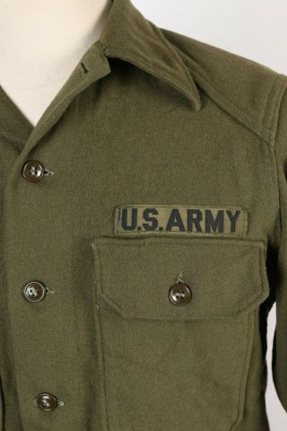 Vintage 50s US ARMY OG - 108 Wool Uniform Shirt Jacket USA Mens Size Medium 4