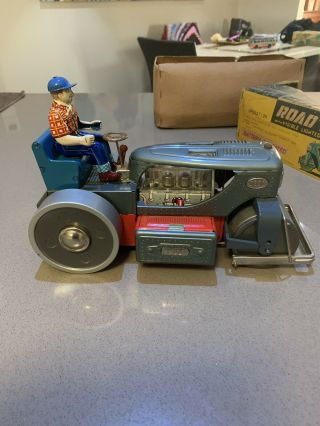 1950’s TN Showa Nomura Road Roller Tin Battery Toy Japan 2
