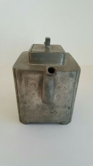 Very Unusual Antique 19th Century Chinese Pewter Teapot 2