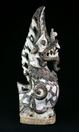 SC FANTASTIC THAI / SAWANKHALOK POTTERY FINIAL OF MYTHICAL SERPENT NAGA 3