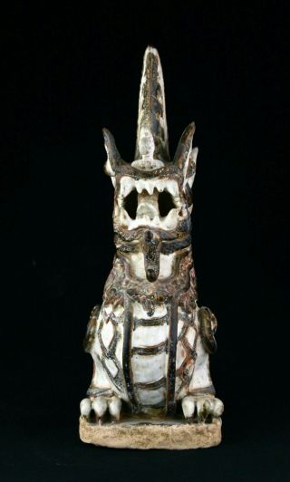 SC FANTASTIC THAI / SAWANKHALOK POTTERY FINIAL OF MYTHICAL SERPENT NAGA 5